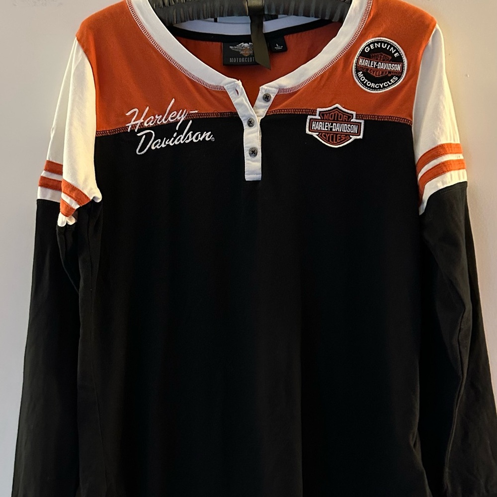 Harley-Davidson Orange and Black Patch Logo Top